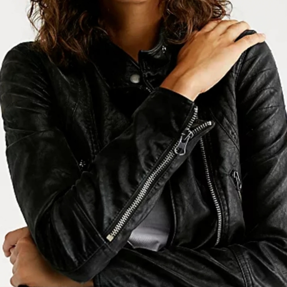 Free People Black Faux Leather Jacket